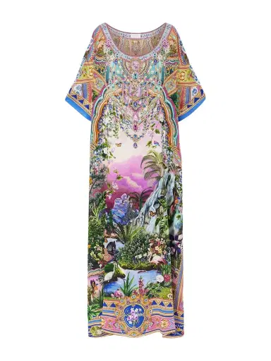 Camilla Crystal-embellished Printed Silk Crepe De Chine Kaftan | Thumbnail 1 Camilla Crystal-embellished Printed Silk Crepe De Chine Kaftan | Thumbnail 1