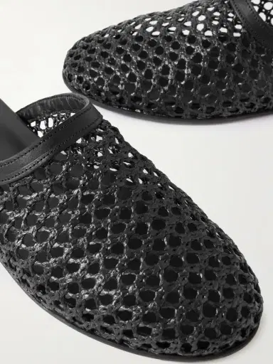Ancient Greek Sandals The Slipper Leather-trimmed Mesh Mules | Thumbnail 4 Ancient Greek Sandals The Slipper Leather-trimmed Mesh Mules | Thumbnail 4
