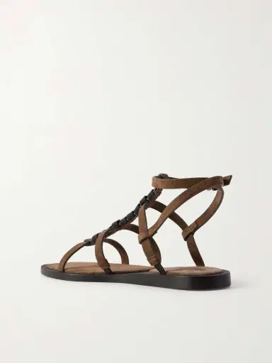 Brunello Cucinelli Bead-embellished Suede Slingback Sandals | Thumbnail 3 Brunello Cucinelli Bead-embellished Suede Slingback Sandals | Thumbnail 3
