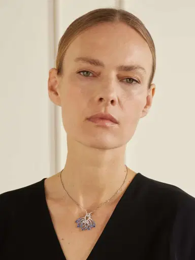 Garrard Lotus Flower 18-karat White Gold, Sapphire And Diamond Necklace | Thumbnail 5 Garrard Lotus Flower 18-karat White Gold, Sapphire And Diamond Necklace | Thumbnail 5