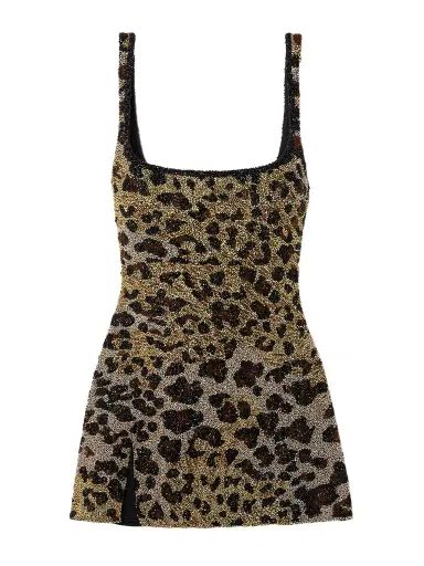 Clio Peppiatt Eartha Embellished Leopard-print Stretch-mesh Mini Dress | Thumbnail 1 Clio Peppiatt Eartha Embellished Leopard-print Stretch-mesh Mini Dress | Thumbnail 1