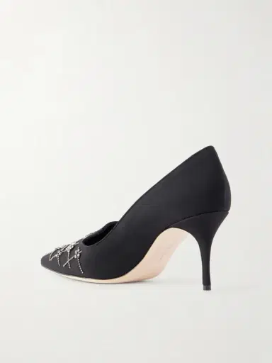 Manolo Blahnik Ralypla 70 Embellished Crepe De Chine Pumps | Thumbnail 3 Manolo Blahnik Ralypla 70 Embellished Crepe De Chine Pumps | Thumbnail 3