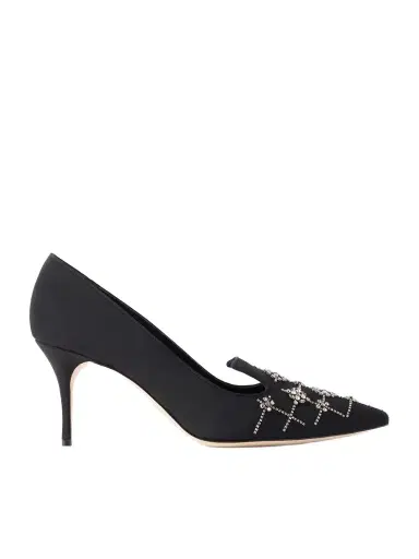 Manolo Blahnik Ralypla 70 Embellished Crepe De Chine Pumps | Thumbnail 1 Manolo Blahnik Ralypla 70 Embellished Crepe De Chine Pumps | Thumbnail 1