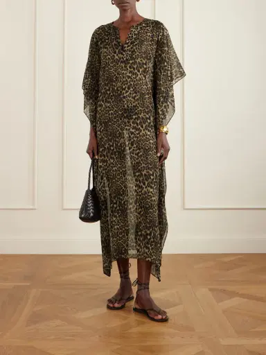 Nili Lotan Erica Leopard-print Silk Crepe De Chine Kaftan | Thumbnail 2 Nili Lotan Erica Leopard-print Silk Crepe De Chine Kaftan | Thumbnail 2