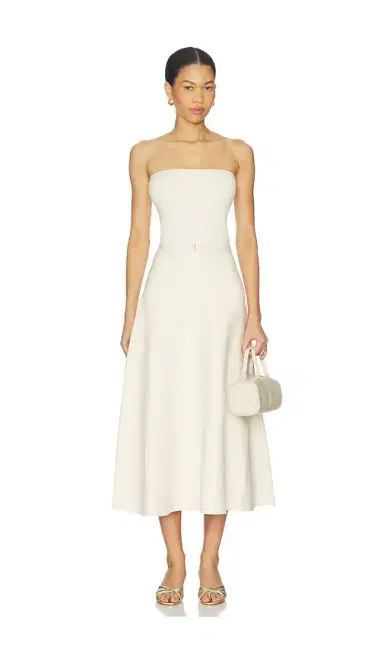 Karina Grimaldi Eira Strapless Midi Dress | Thumbnail 1 Karina Grimaldi Eira Strapless Midi Dress | Thumbnail 1