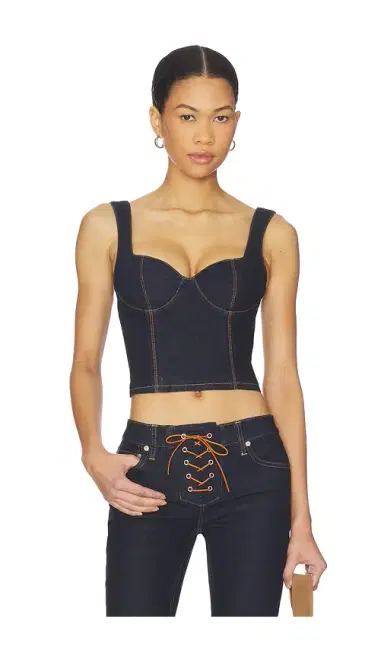 Alice + Olivia Alice + Olivia Ava Sweetheart Denim Bustier | Thumbnail 1 Alice + Olivia Alice + Olivia Ava Sweetheart Denim Bustier | Thumbnail 1