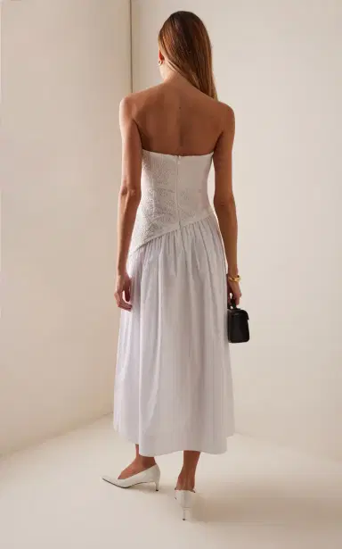 Staud Nia Strapless Cotton Midi Dress | Thumbnail 4 Staud Nia Strapless Cotton Midi Dress | Thumbnail 4