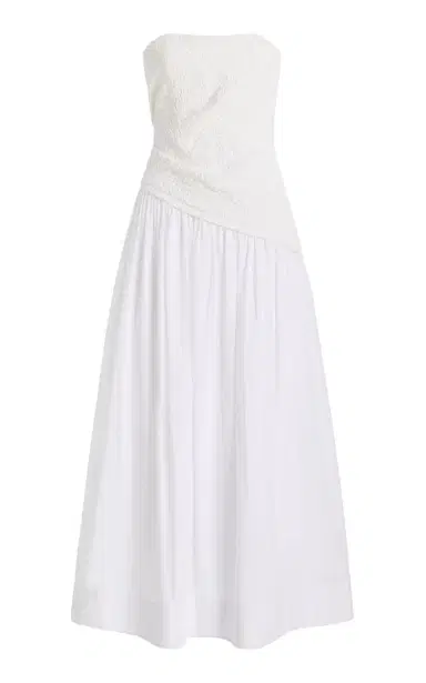 Staud Nia Strapless Cotton Midi Dress | Thumbnail 1 Staud Nia Strapless Cotton Midi Dress | Thumbnail 1