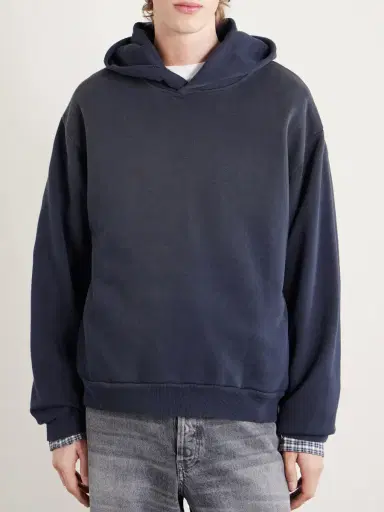 Acne Studios Franziska Garment-Dyed Distressed Logo-Print Cotton-Blend Jersey Hoodie - Men | Thumbnail 3 Acne Studios Franziska Garment-Dyed Distressed Logo-Print Cotton-Blend Jersey Hoodie - Men | Thumbnail 3