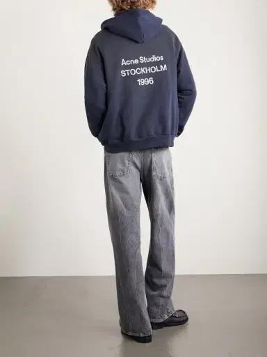 Acne Studios Franziska Garment-Dyed Distressed Logo-Print Cotton-Blend Jersey Hoodie - Men | Thumbnail 4 Acne Studios Franziska Garment-Dyed Distressed Logo-Print Cotton-Blend Jersey Hoodie - Men | Thumbnail 4