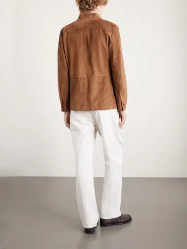 ELEVENTY Slim-Fit Mandarin Collar Suede Jacket - Men | Thumbnail 4 ELEVENTY Slim-Fit Mandarin Collar Suede Jacket - Men | Thumbnail 4