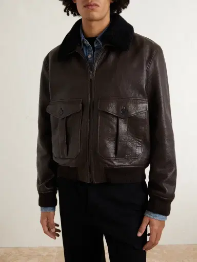 Saint Laurent Shearling-Trimmed Full-Grain Leather Jacket - Men | Thumbnail 3 Saint Laurent Shearling-Trimmed Full-Grain Leather Jacket - Men | Thumbnail 3