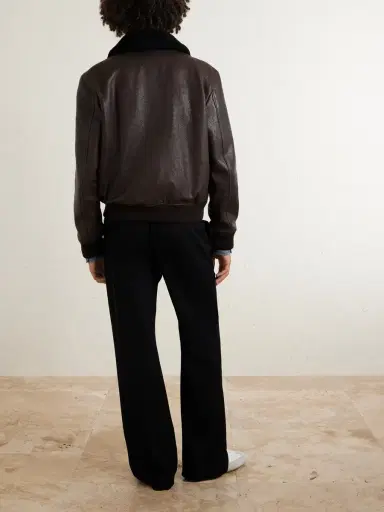 Saint Laurent Shearling-Trimmed Full-Grain Leather Jacket - Men | Thumbnail 4 Saint Laurent Shearling-Trimmed Full-Grain Leather Jacket - Men | Thumbnail 4