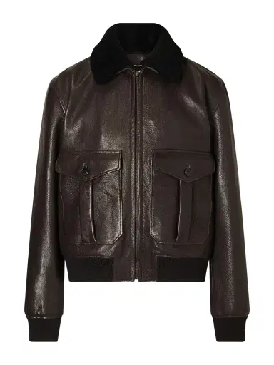 Saint Laurent Shearling-Trimmed Full-Grain Leather Jacket - Men | Thumbnail 1 Saint Laurent Shearling-Trimmed Full-Grain Leather Jacket - Men | Thumbnail 1