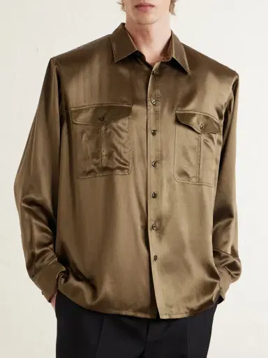 Saint Laurent Silk-Satin Shirt - Men | Thumbnail 3 Saint Laurent Silk-Satin Shirt - Men | Thumbnail 3