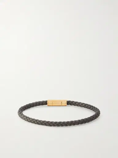 Tom Ford Woven Leather and Gold-Tone Bracelet - Men | Thumbnail 3 Tom Ford Woven Leather and Gold-Tone Bracelet - Men | Thumbnail 3