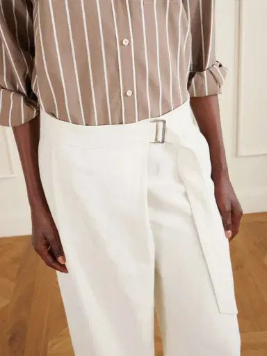 Brunello Cucinelli Belted Pleated Twill Wide-leg Pants | Thumbnail 4 Brunello Cucinelli Belted Pleated Twill Wide-leg Pants | Thumbnail 4