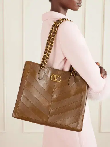 Valentino Garavani Jean Chain-detailed Paneled Leather Tote | Thumbnail 2 Valentino Garavani Jean Chain-detailed Paneled Leather Tote | Thumbnail 2