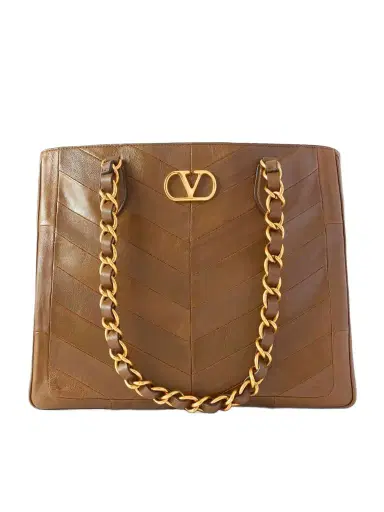 Valentino Garavani Jean Chain-detailed Paneled Leather Tote | Thumbnail 1 Valentino Garavani Jean Chain-detailed Paneled Leather Tote | Thumbnail 1