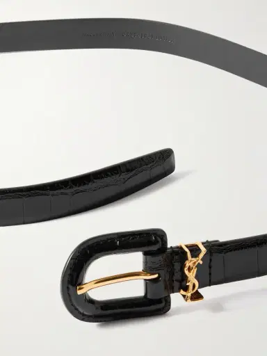 Saint Laurent Cassandre Embellished Croc-effect Leather Belt | Thumbnail 3 Saint Laurent Cassandre Embellished Croc-effect Leather Belt | Thumbnail 3