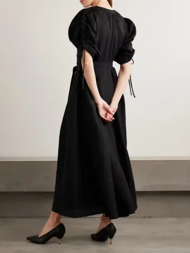 Gabriela Hearst Linnea Belted Ruched Pleated Linen Midi Shirt Dress | Thumbnail 3 Gabriela Hearst Linnea Belted Ruched Pleated Linen Midi Shirt Dress | Thumbnail 3