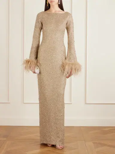 Clio Peppiatt Mae Feather-trimmed Embellished Beaded Tulle Gown | Thumbnail 2 Clio Peppiatt Mae Feather-trimmed Embellished Beaded Tulle Gown | Thumbnail 2