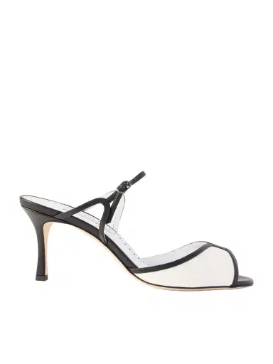 Manolo Blahnik Versari 70 Two-tone Leather Mules | Thumbnail 1 Manolo Blahnik Versari 70 Two-tone Leather Mules | Thumbnail 1