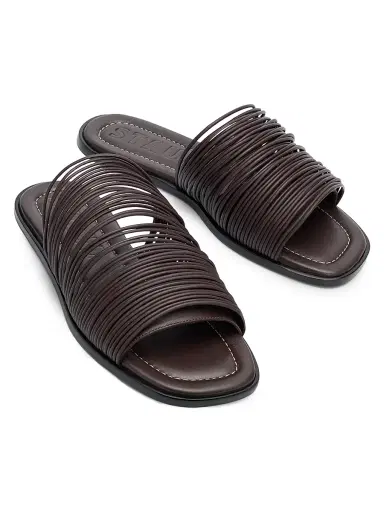 Staud Women's Alessandra Leather Slip-On Sandals - Espresso - Size 10 | Thumbnail 4 Staud Women's Alessandra Leather Slip-On Sandals - Espresso - Size 10 | Thumbnail 4