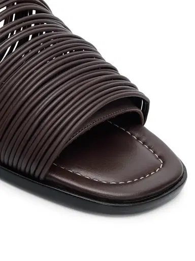 Staud Women's Alessandra Leather Slip-On Sandals - Espresso - Size 10 | Thumbnail 6 Staud Women's Alessandra Leather Slip-On Sandals - Espresso - Size 10 | Thumbnail 6