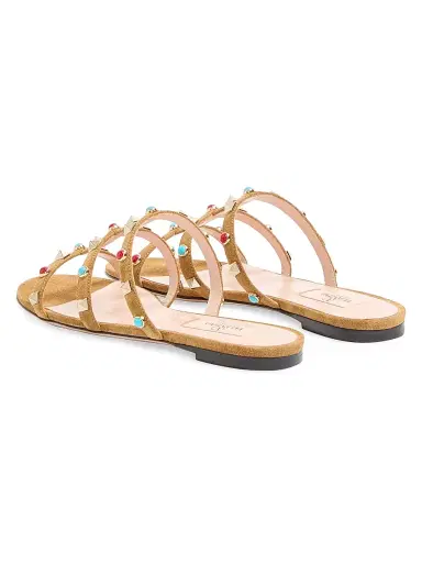Valentino Garavani Women's Rockstud Slide Sandal in Split Leather with Cabochon Stones - Havana Beige - Size 12 | Thumbnail 3 Valentino Garavani Women's Rockstud Slide Sandal in Split Leather with Cabochon Stones - Havana Beige - Size 12 | Thumbnail 3