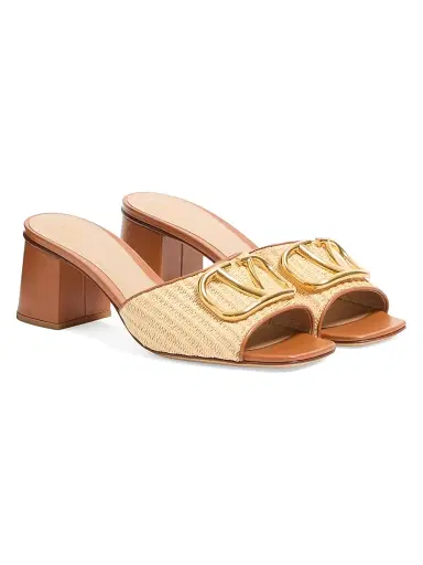 Valentino Garavani Women's Vlogo Signature 60MM Slide Sandals in Raffia | Thumbnail 2 Valentino Garavani Women's Vlogo Signature 60MM Slide Sandals in Raffia | Thumbnail 2