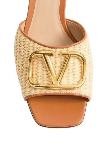 Valentino Garavani Women's Vlogo Signature 60MM Slide Sandals in Raffia | Thumbnail 5 Valentino Garavani Women's Vlogo Signature 60MM Slide Sandals in Raffia | Thumbnail 5
