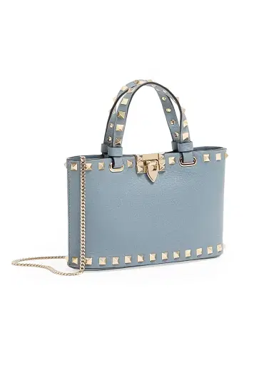 Valentino Garavani Women's Rockstud Mini Shopping Bag in Grainy Calfskin - Stone | Thumbnail 2 Valentino Garavani Women's Rockstud Mini Shopping Bag in Grainy Calfskin - Stone | Thumbnail 2