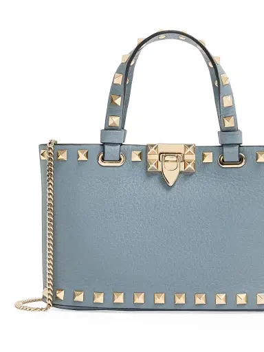 Valentino Garavani Women's Rockstud Mini Shopping Bag in Grainy Calfskin - Stone | Thumbnail 6 Valentino Garavani Women's Rockstud Mini Shopping Bag in Grainy Calfskin - Stone | Thumbnail 6