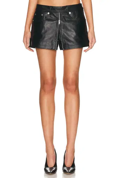 R13 Front Zip Leather Skort | Thumbnail 2 R13 Front Zip Leather Skort | Thumbnail 2