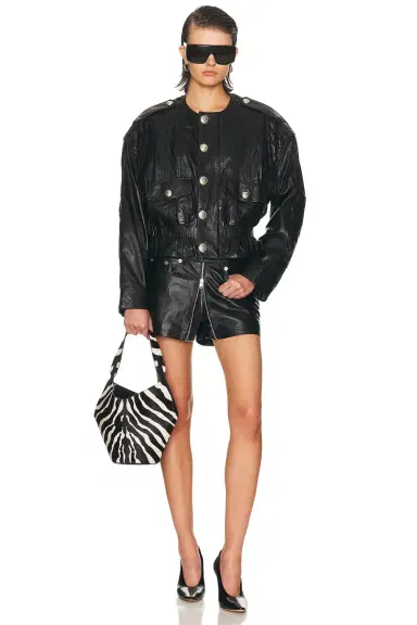 R13 Front Zip Leather Skort | Thumbnail 6 R13 Front Zip Leather Skort | Thumbnail 6