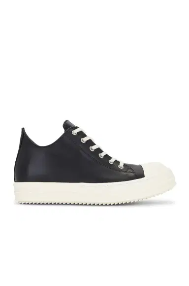 Rick Owens Low Calf Leather Sneaker In Black & Milk | Thumbnail 1 Rick Owens Low Calf Leather Sneaker In Black & Milk | Thumbnail 1