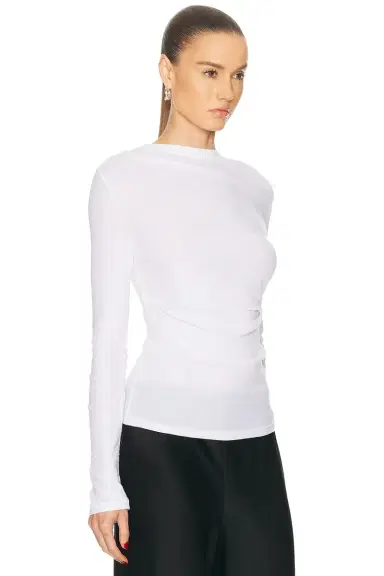 Enza Costa Cashmere Jersey Draped Long Sleeve Crewneck Top | Thumbnail 2 Enza Costa Cashmere Jersey Draped Long Sleeve Crewneck Top | Thumbnail 2