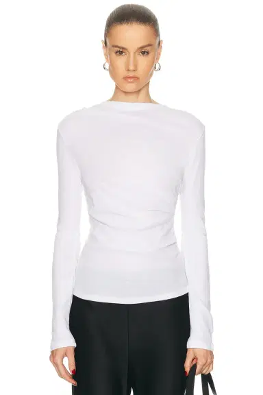 Enza Costa Cashmere Jersey Draped Long Sleeve Crewneck Top | Thumbnail 1 Enza Costa Cashmere Jersey Draped Long Sleeve Crewneck Top | Thumbnail 1