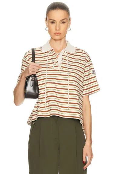 Moncler Lace Up Polo | Thumbnail 1 Moncler Lace Up Polo | Thumbnail 1