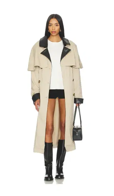 WeWoreWhat Faux Leather Trim Trench Coat | Thumbnail 2 WeWoreWhat Faux Leather Trim Trench Coat | Thumbnail 2