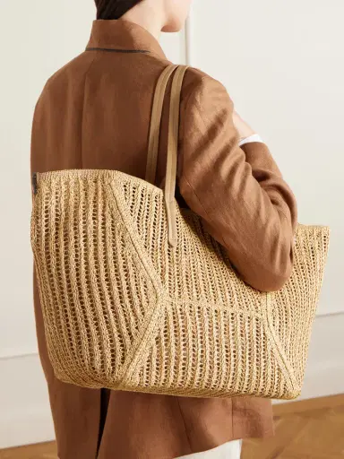 Brunello Cucinelli Leather-trimmed Woven Tote | Thumbnail 2 Brunello Cucinelli Leather-trimmed Woven Tote | Thumbnail 2