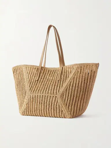 Brunello Cucinelli Leather-trimmed Woven Tote | Thumbnail 4 Brunello Cucinelli Leather-trimmed Woven Tote | Thumbnail 4