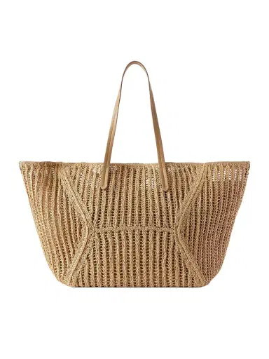 Brunello Cucinelli Leather-trimmed Woven Tote | Thumbnail 1 Brunello Cucinelli Leather-trimmed Woven Tote | Thumbnail 1