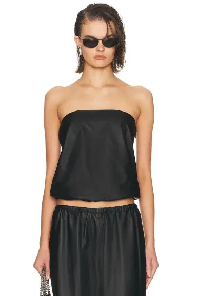 Alexander Wang Strapless Leather Bubble Top | Thumbnail 1 Alexander Wang Strapless Leather Bubble Top | Thumbnail 1