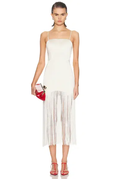 Fleur du Mal Satin Fringe Maxi Dress | Thumbnail 1 Fleur du Mal Satin Fringe Maxi Dress | Thumbnail 1