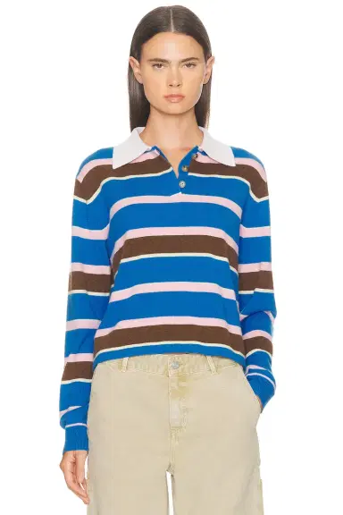 Guest In Residence Cropped Stripe Rugby Polo Top | Thumbnail 1 Guest In Residence Cropped Stripe Rugby Polo Top | Thumbnail 1