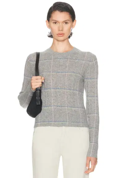 Guest In Residence Shrunken Check Crewneck Sweater | Thumbnail 1 Guest In Residence Shrunken Check Crewneck Sweater | Thumbnail 1