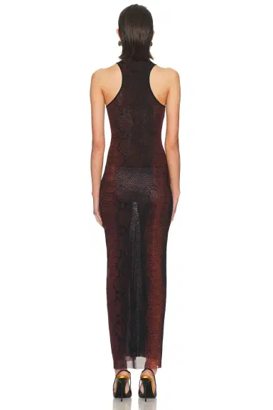 Jean Paul Gaultier Mesh High Neck Printed Python Long Dress | Thumbnail 3 Jean Paul Gaultier Mesh High Neck Printed Python Long Dress | Thumbnail 3