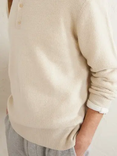 The Elder Statesman Waffle-Knit Cashmere Henley Sweater - Men | Thumbnail 5 The Elder Statesman Waffle-Knit Cashmere Henley Sweater - Men | Thumbnail 5
